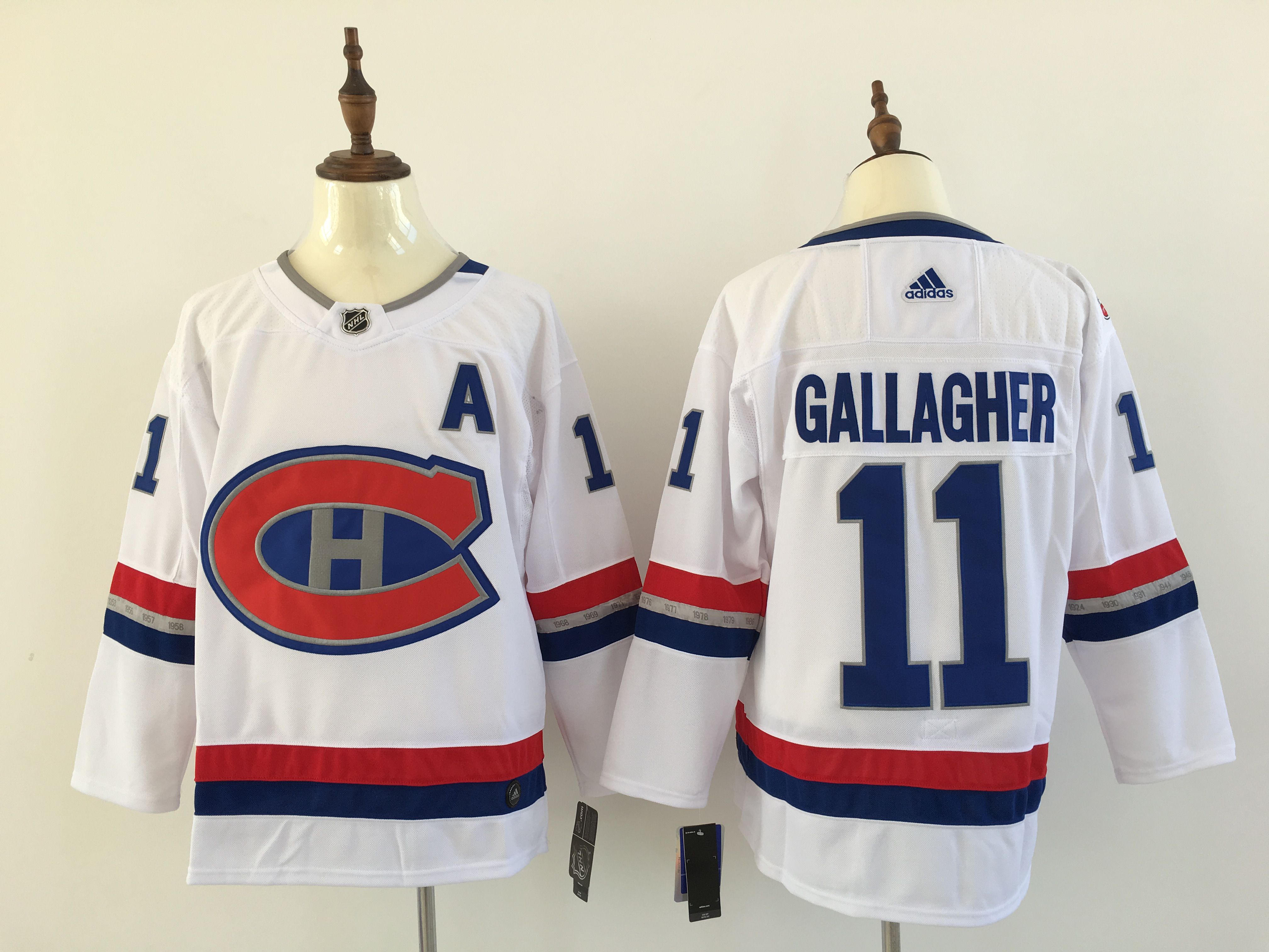 Men Montreal Canadiens #11 Gallagher White Hockey Stitched Adidas NHL Jerseys